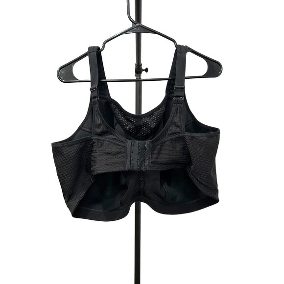 Glamorise Sport Elite Performance Black Sports Bra Hook Eye Back Closure Sz 50G - Picture 2 of 10